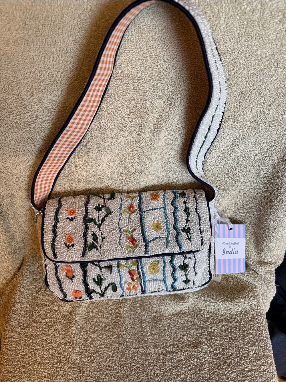 Viral Beaded Shoulder Bag with Floral Bead Accents